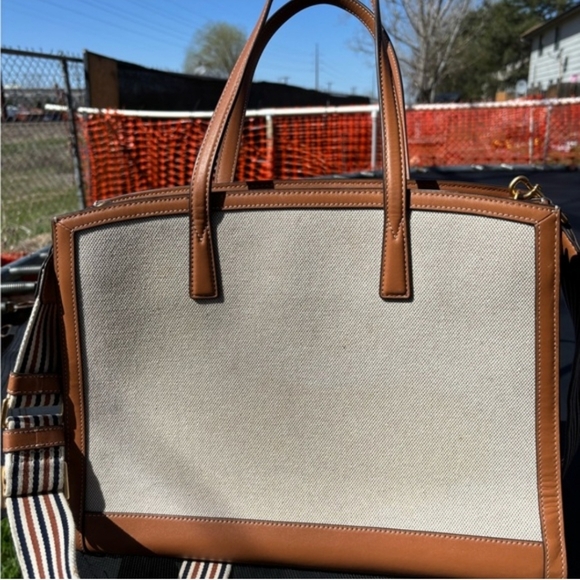 Tory Burch Walker Brown and Cream Tote Bag - Picture 2 of 9